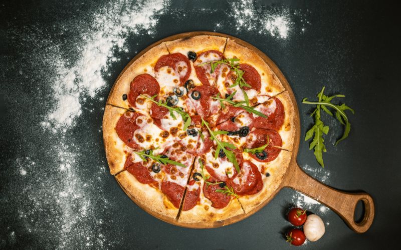 Spicy diavola pizza specialty at Dewey's